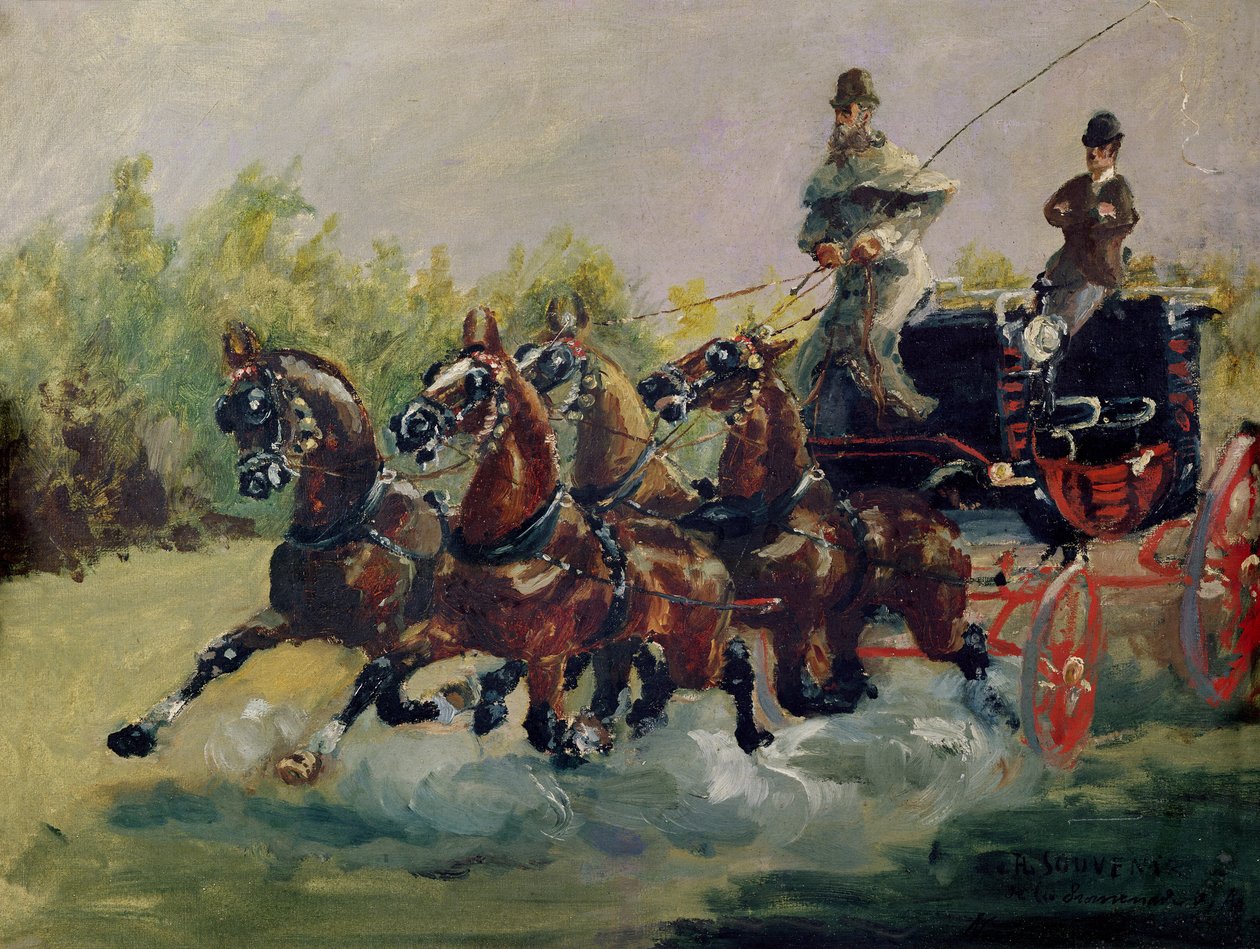 Alphonse de Toulouse-Lautrec-Monfa (1838-1913) conduisant son mail-coach à Nice, 1881 - Henri de Toulouse Lautrec