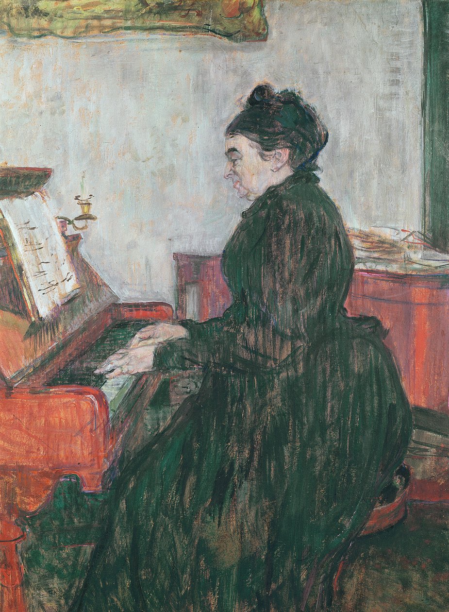 Madame Pascal au piano dans le salon du Château de Malromé, 1895 - Henri de Toulouse Lautrec
