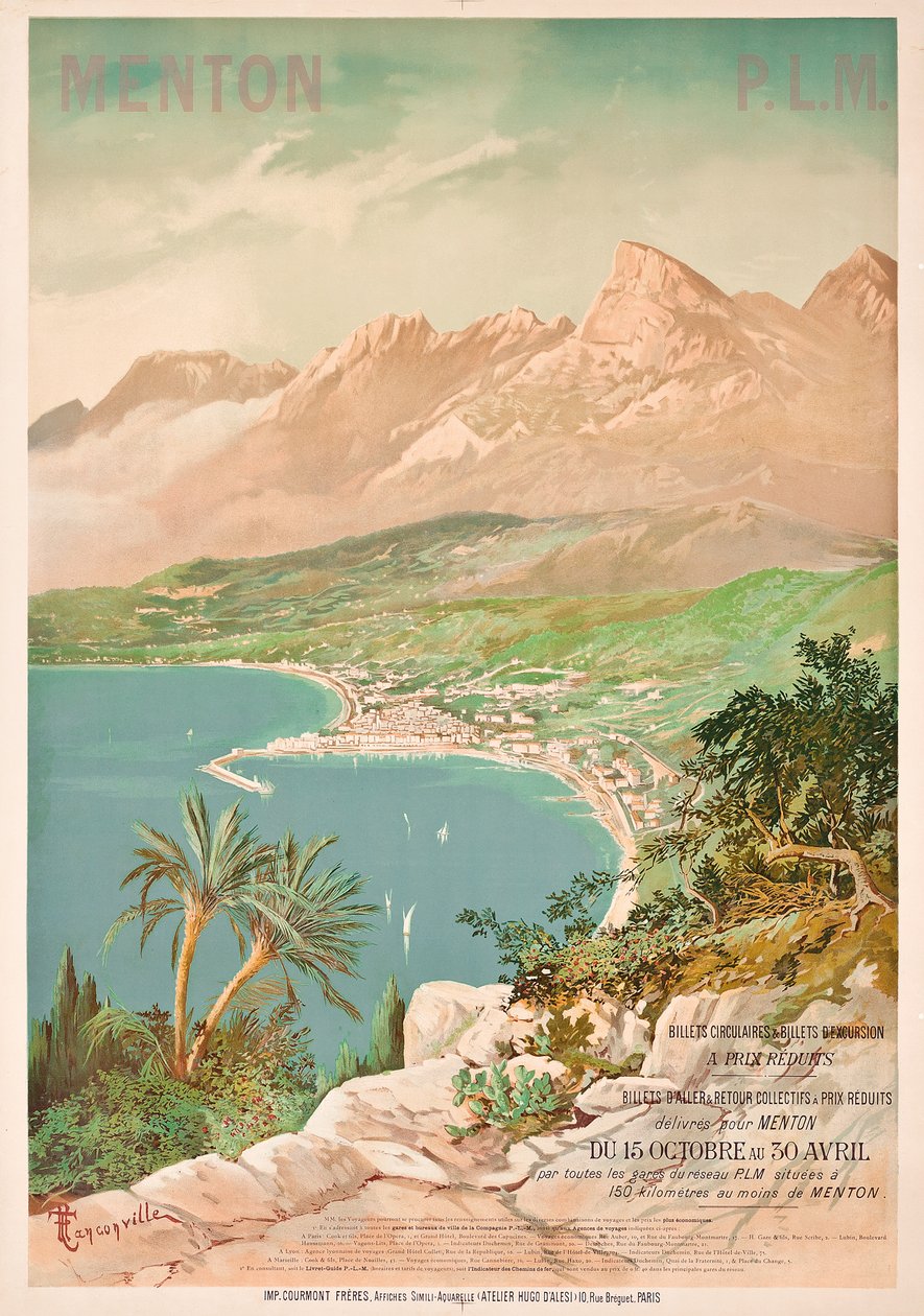 Affiche publicitaire pour Menton, France - Henri Garnier Tanconville