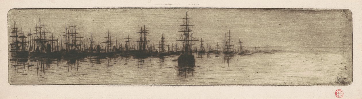 Grands voiliers dans un port - Henri Charles Guérard