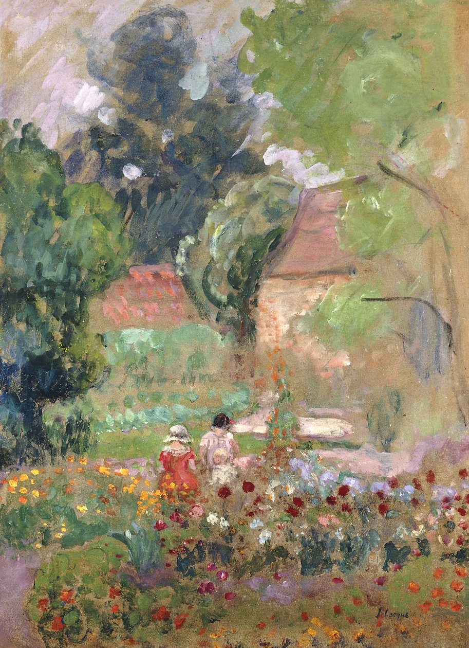 Marthe, Nono et Pierre dans le jardin - Henri Lebasque