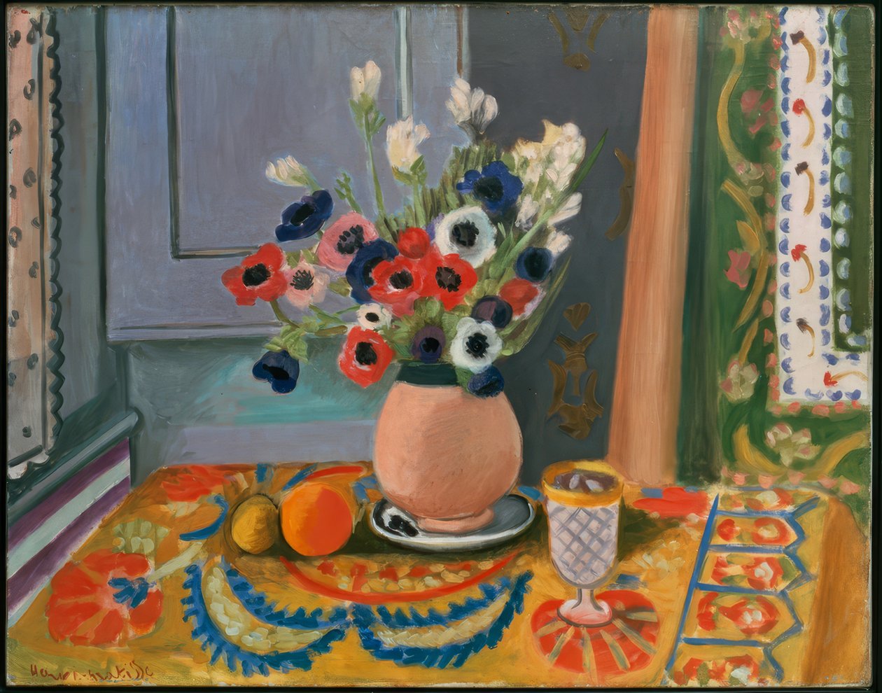Anémones dans un vase en terre cuite - Henri Matisse