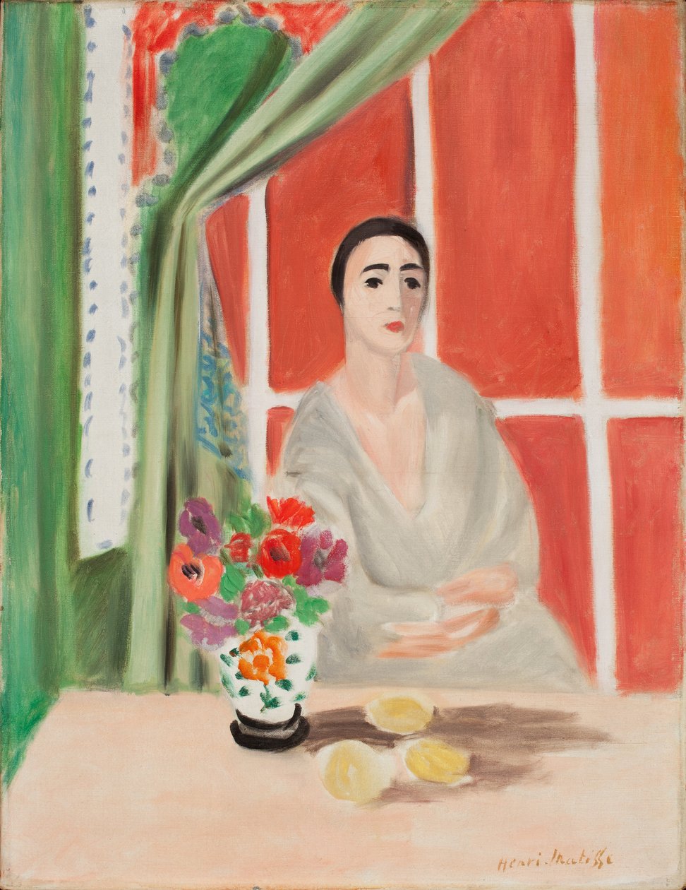 Figure au Rideau Releve (oil on canvas) - Henri Matisse