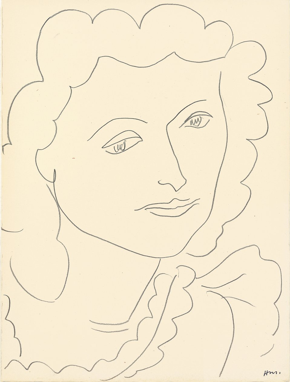 Large Head (Lucienne) (crayon on paper) - Henri Matisse