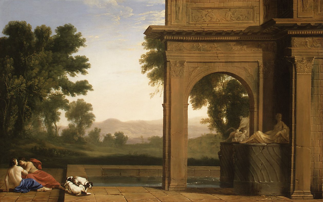 Paysage classique avec figures - Henri Mauperche