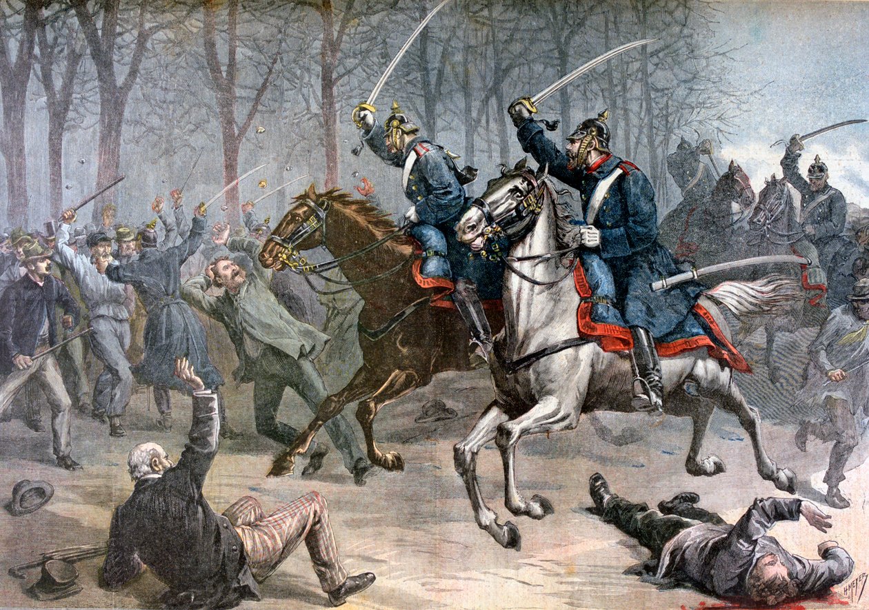 Charge de cavalerie, émeutes allemandes à Leipzig, 1892 - Henri Meyer