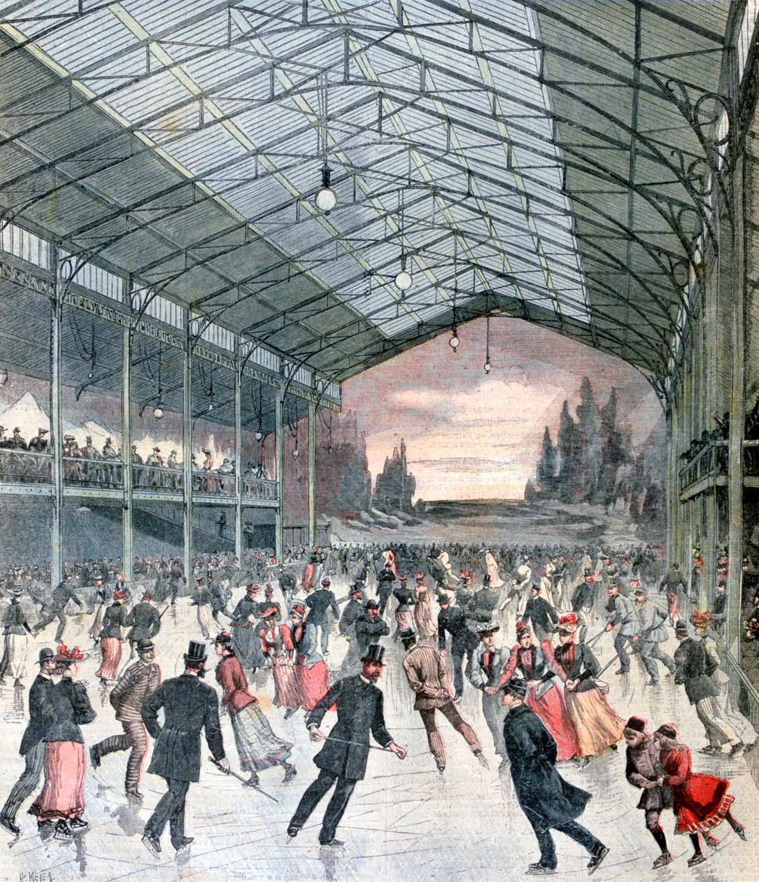 Patinage sur glace à Paris, 1892 - Henri Meyer