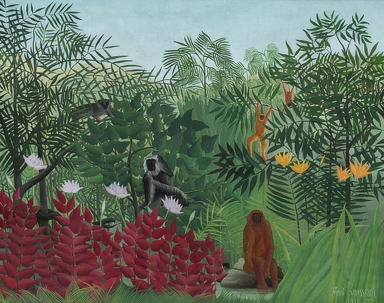 Forêt tropicale avec des singes. 1910 - Henri Rousseau