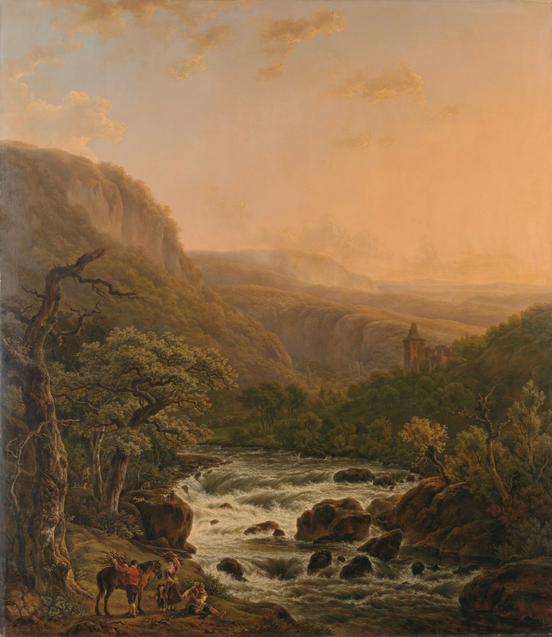 Rivière dans les Ardennes au coucher du soleil - Henri van Assche