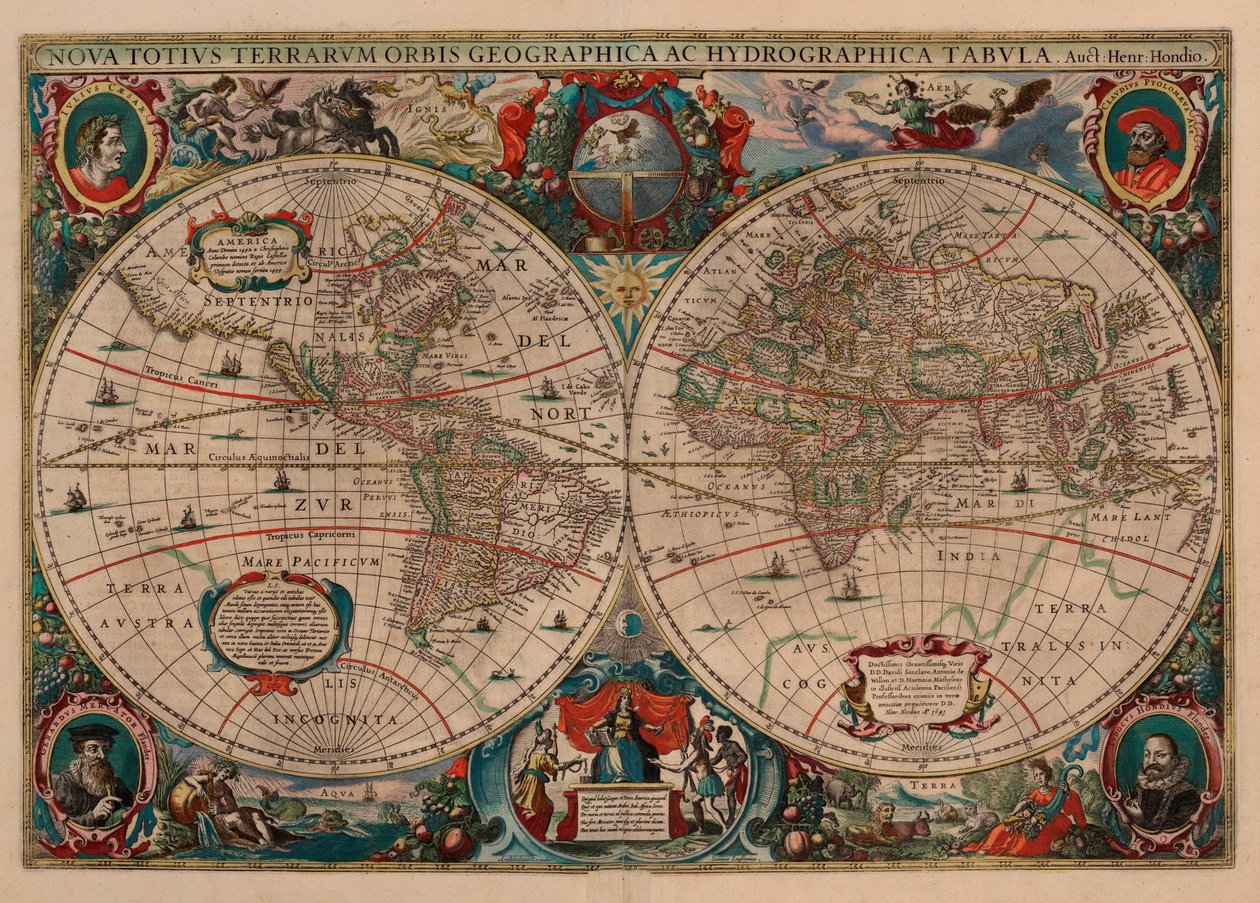 Nova Totius Terrarum Orbis Geographica ac Hydrographica Tabula - Henricus Hondius II