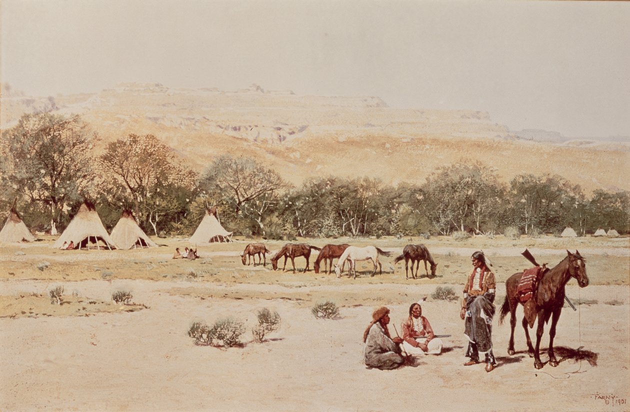 Campement indien, Denver, Colorado - Henry Francois Farny