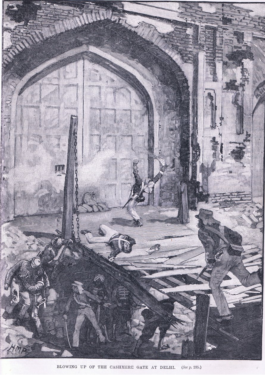 Explosion de la porte de Cachemire à Delhi 1857 AD - Henry Marriott Paget