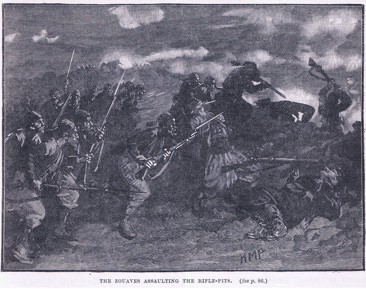 Les Zouaves attaquant une fosse à fusils, 1855 après J.-C. - Henry Marriott Paget