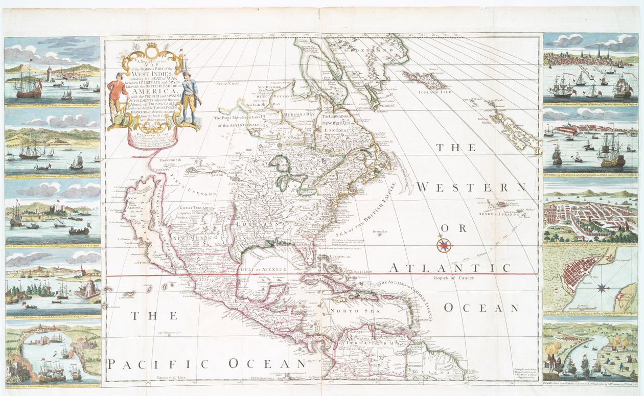 Nouvelle et correcte carte de la partie commerciale des Antilles, 1741 - Henry Overton