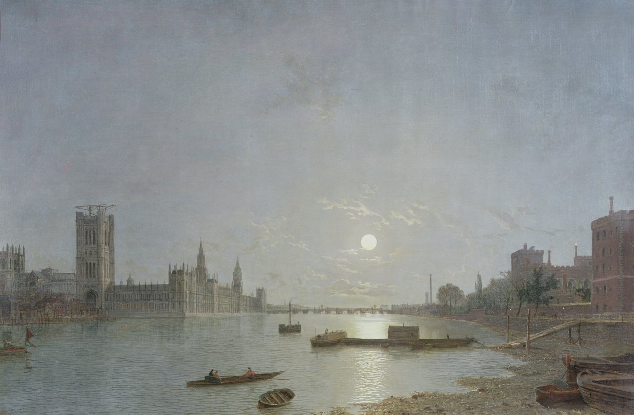 Westminster au clair de lune, vers 1850 - Henry Pether