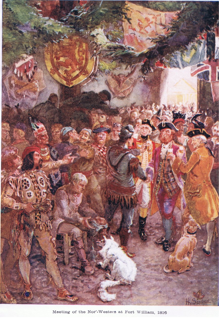 Réunion des NorWesters à Fort William 1816, vers 1920 - Henry Sandham