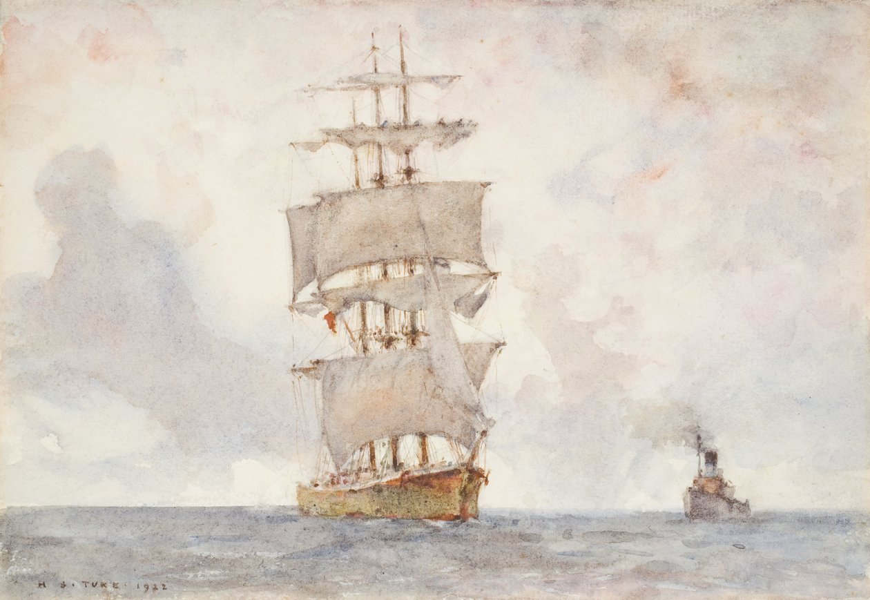 Barque et remorqueur, 1922 - Henry Scott Tuke