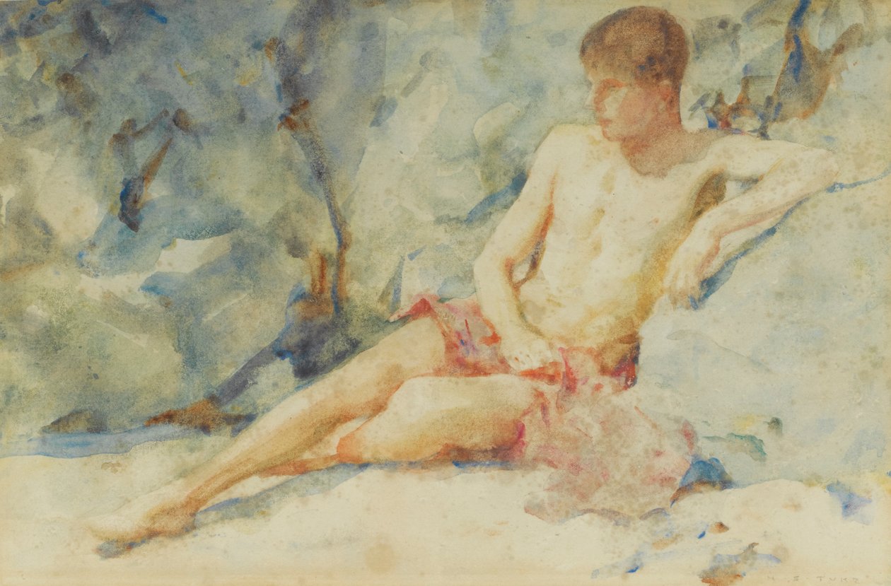 Garçon contre un rocher - Henry Scott Tuke