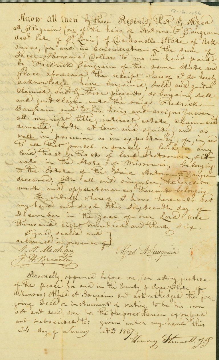 Alfred a vendu la terre à son frère Frederick pour 3 000 $ - Henry Stinwell