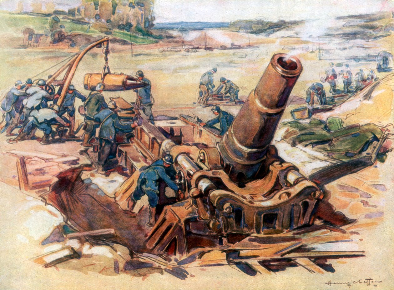 370 Mortier en action, 1918, 1926 - Henry Cheffer