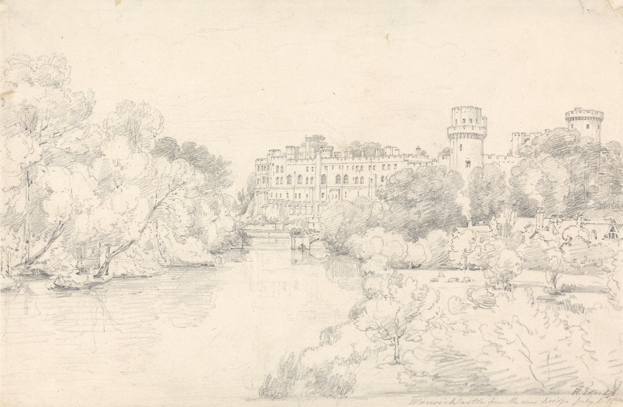 Château de Warwick depuis le nouveau pont - Henry Edridge