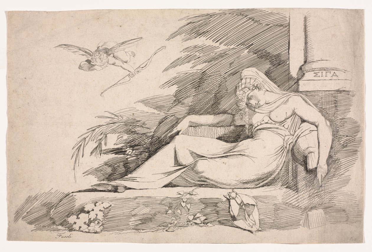 Femme endormie avec un Cupidon - Johann Heinrich Füssli