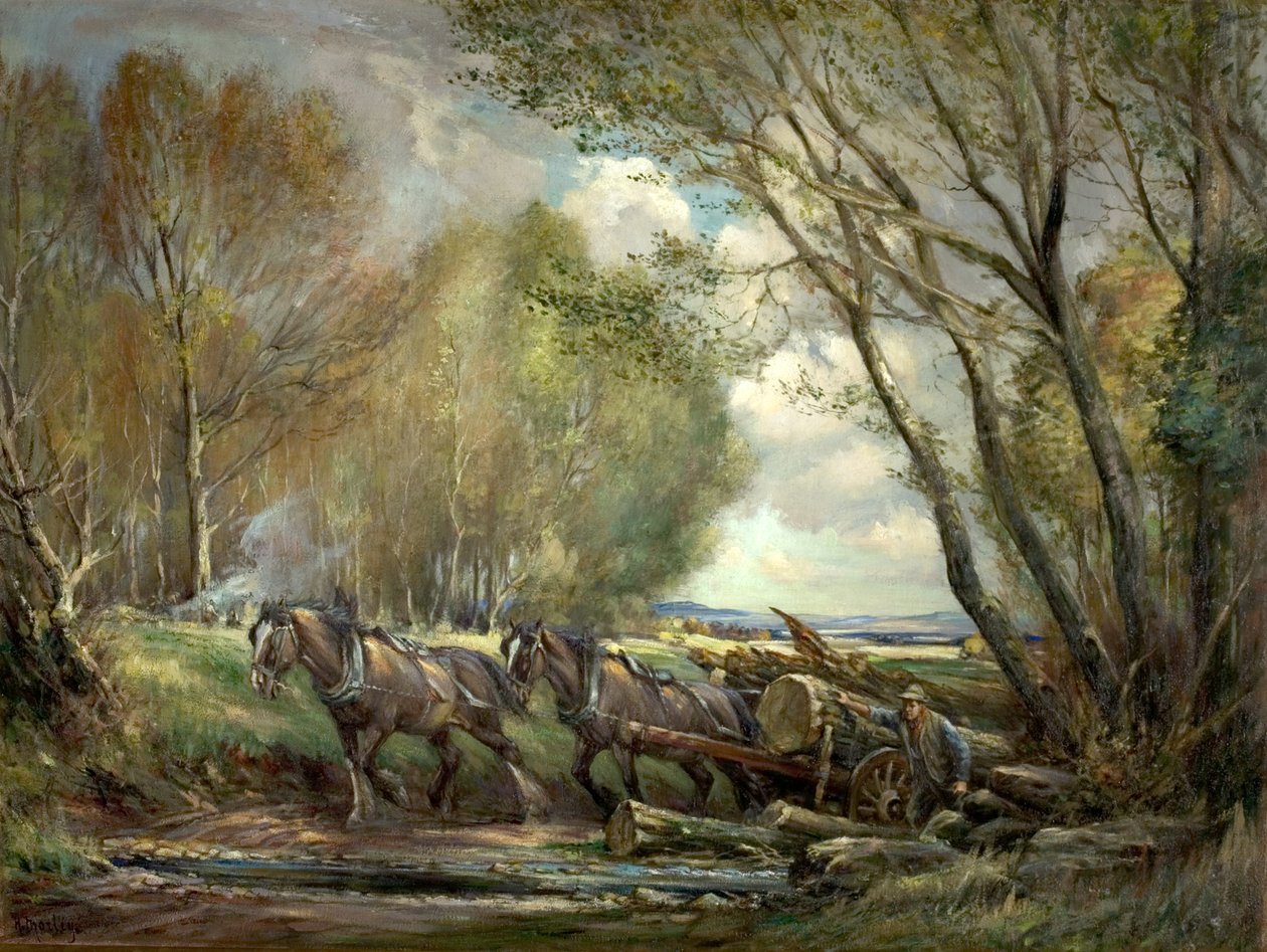 Transport de bois, Stirlingshire, Écosse - Henry Morley