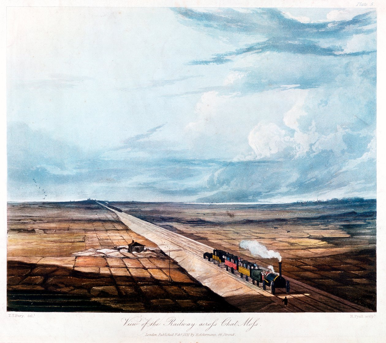 Train traversant Chat Moss, Lancashire, 1831 - Henry Pyall