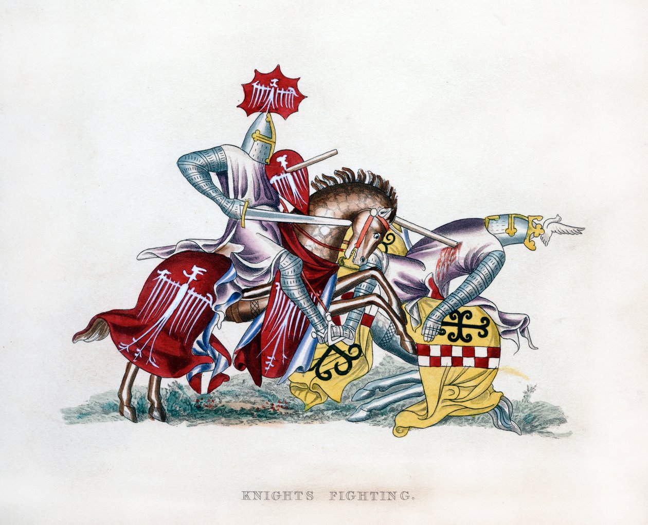 Chevaliers combattant, vers 1260, 1843 - Henry Shaw
