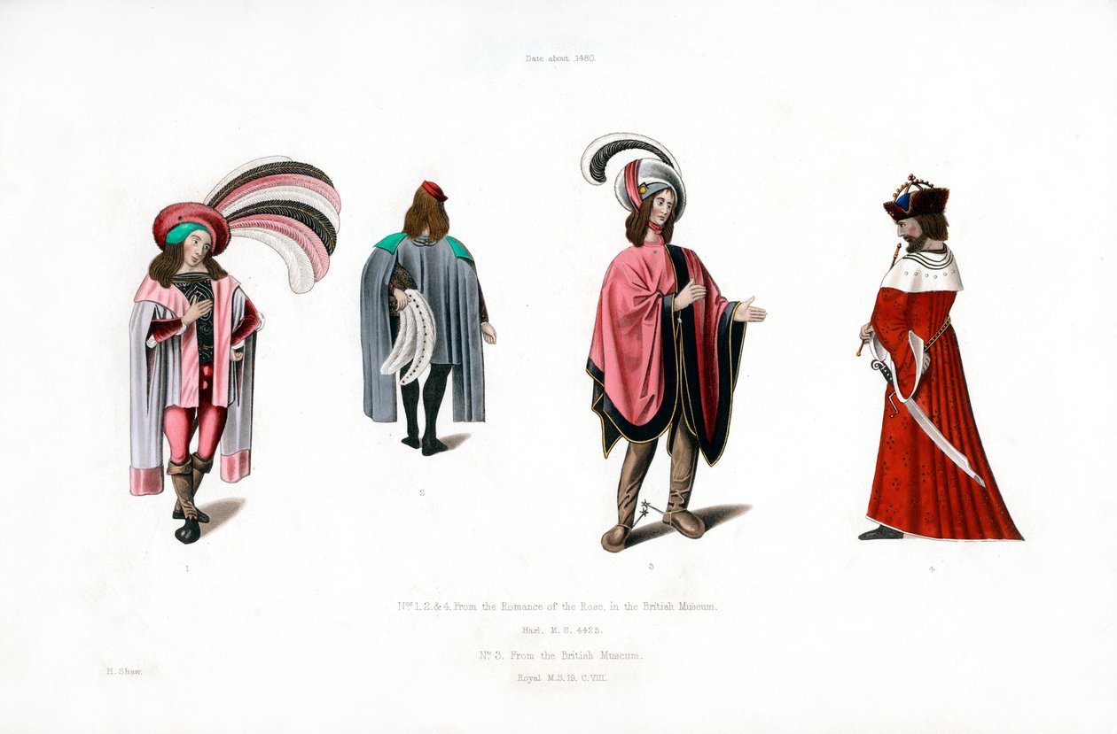 Tenue masculine, vers 1480, 1843 - Henry Shaw