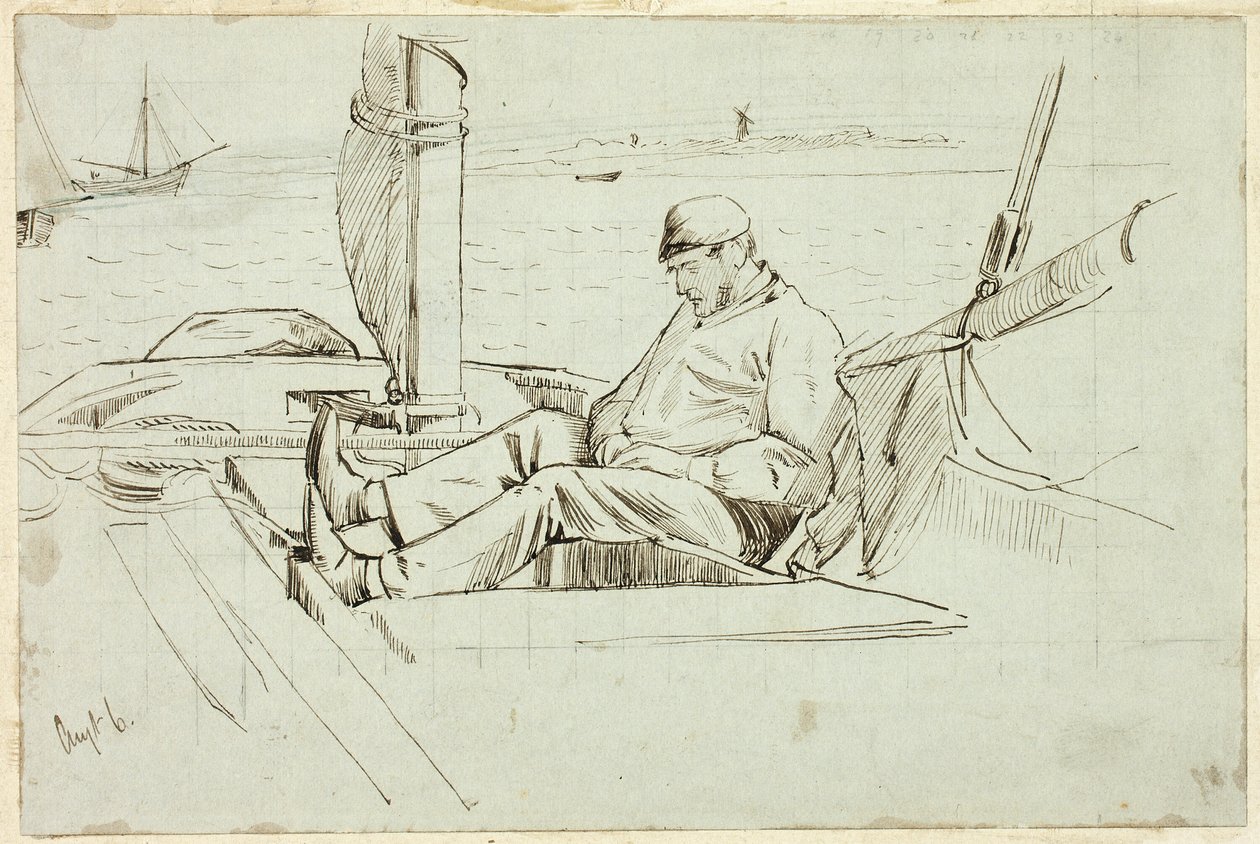 Homme assis dans un voilier - Henry Stacy Marks