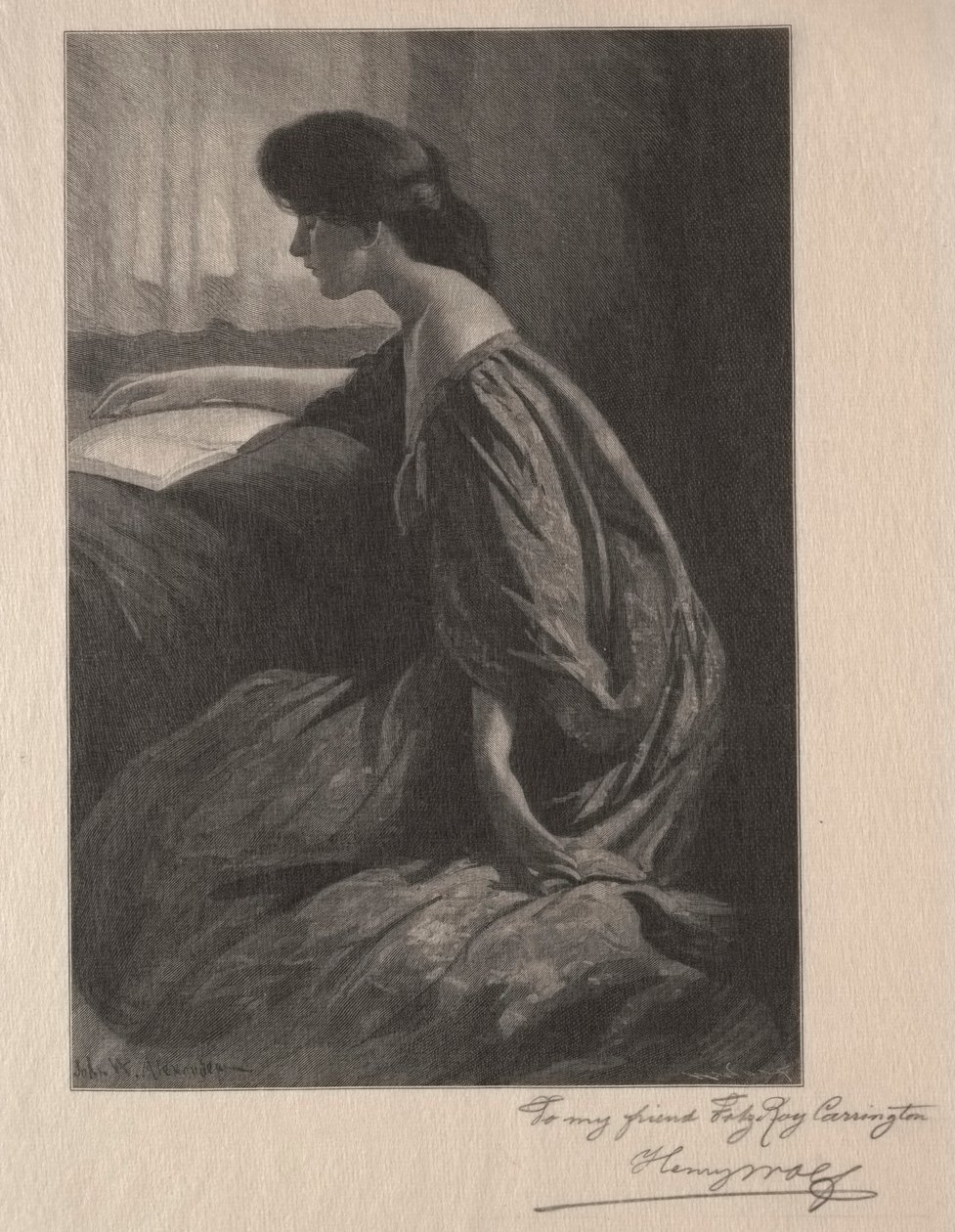 Fille lisant à une fenêtre - Henry Wolf
