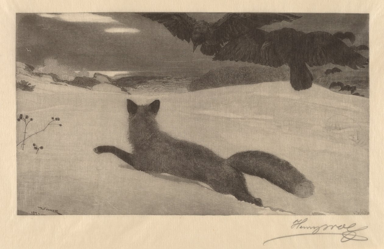 Hiver, la chasse au renard - Henry Wolf after Winslow Homer