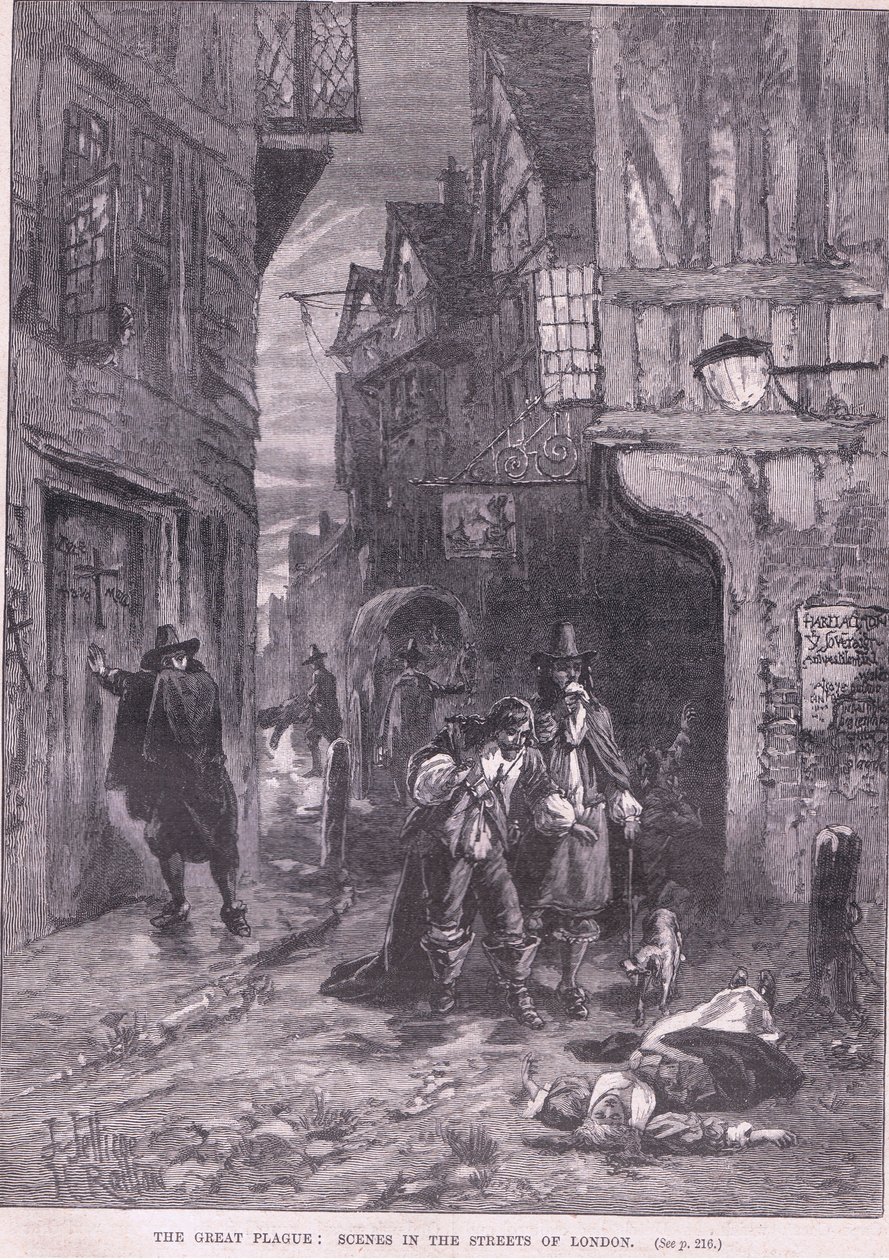 La grande peste : scènes dans les rues de Londres en 1665 - Herbert Railton