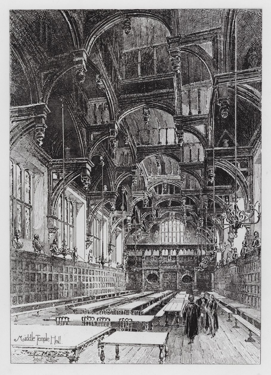 Hall du Middle Temple (gravure) - Herbert (after) Railton