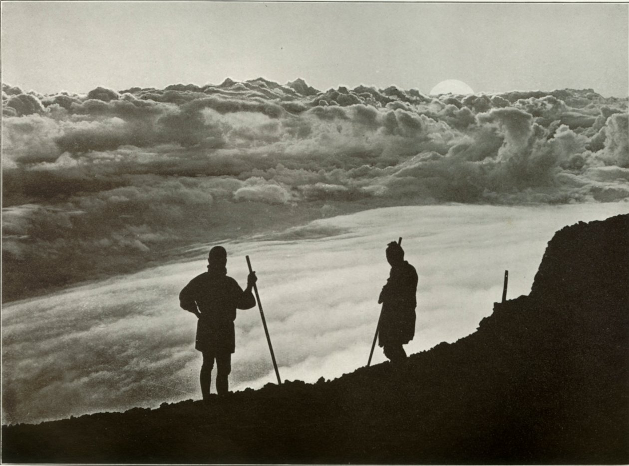 Coucher de soleil depuis le sommet du Fuji, 1910 - Herbert Ponting