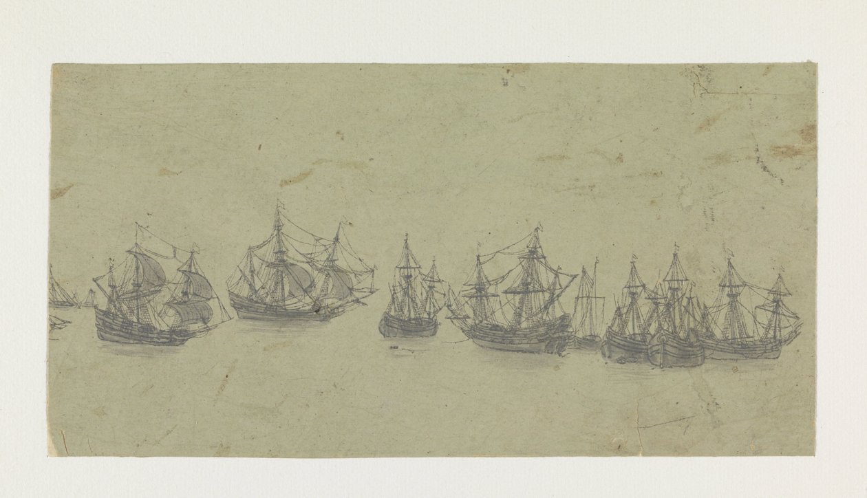 Frise avec des navires dans une rade - Hercules Segers