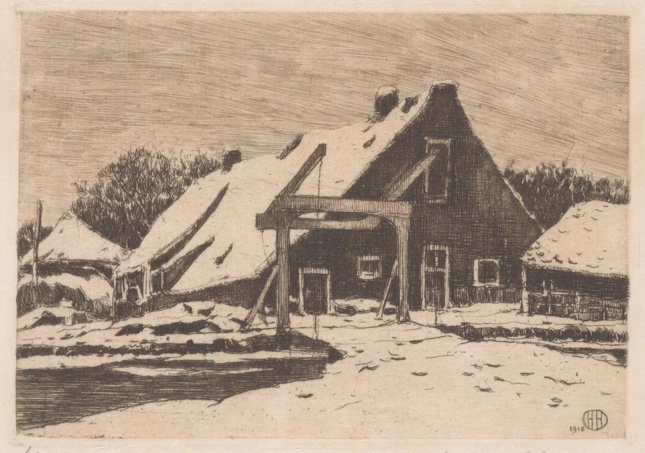 Ferme avec pont-levis - Herman Heuff (signed by artist)