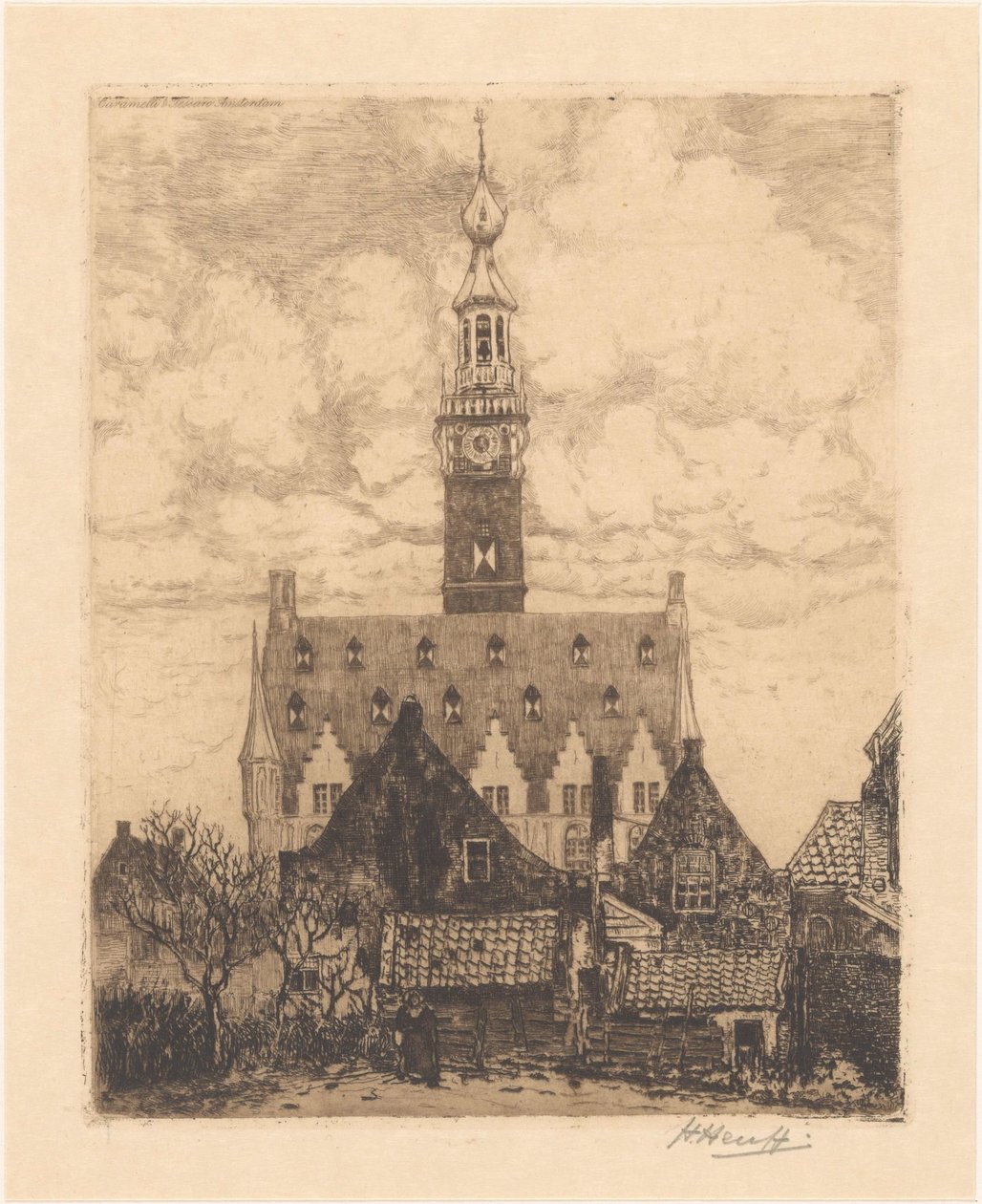 Hôtel de ville à Veere - Herman Heuff (signed by artist)