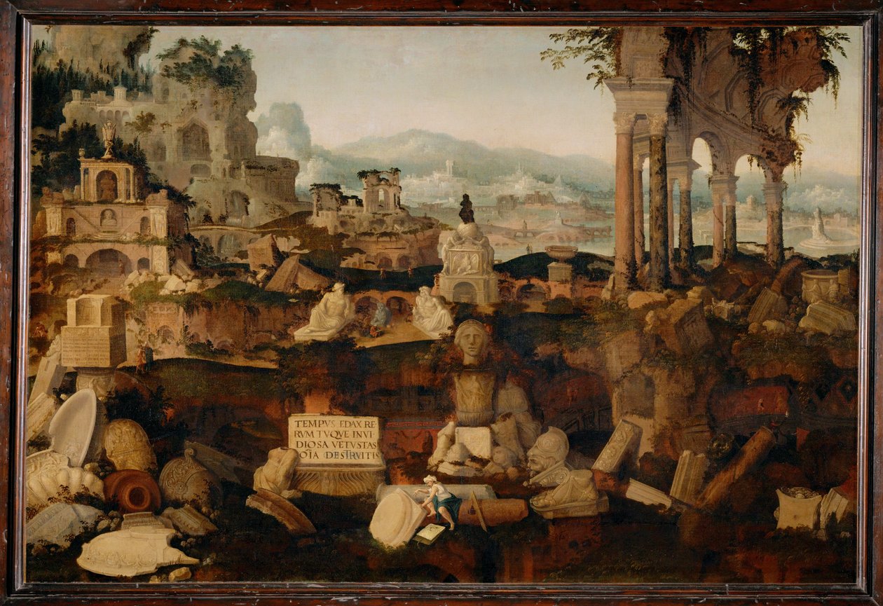 Paysage avec ruines antiques ... (peinture sur toile) - Herman Posthumus