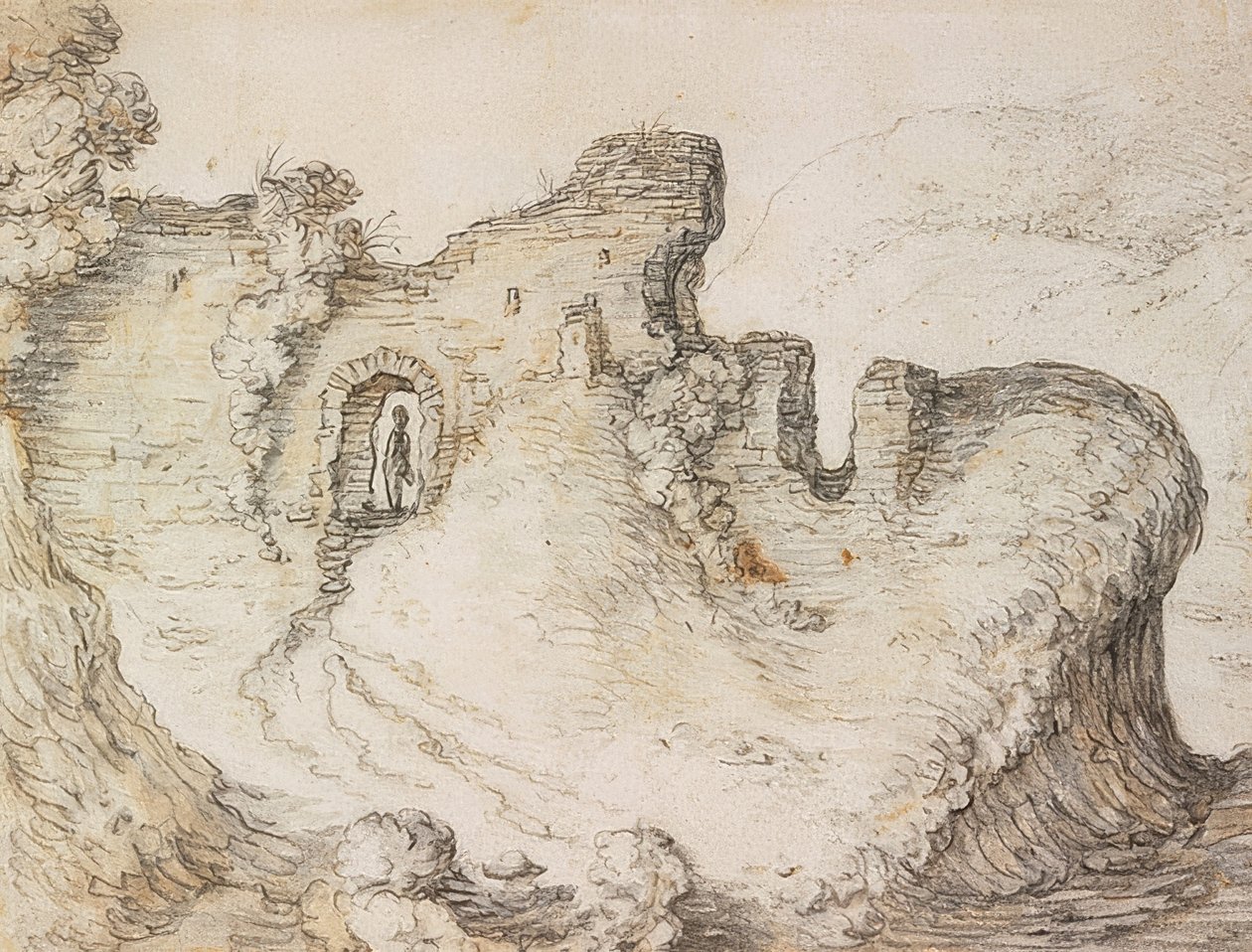 Paysage montagneux avec ruines - Herman Saftleven