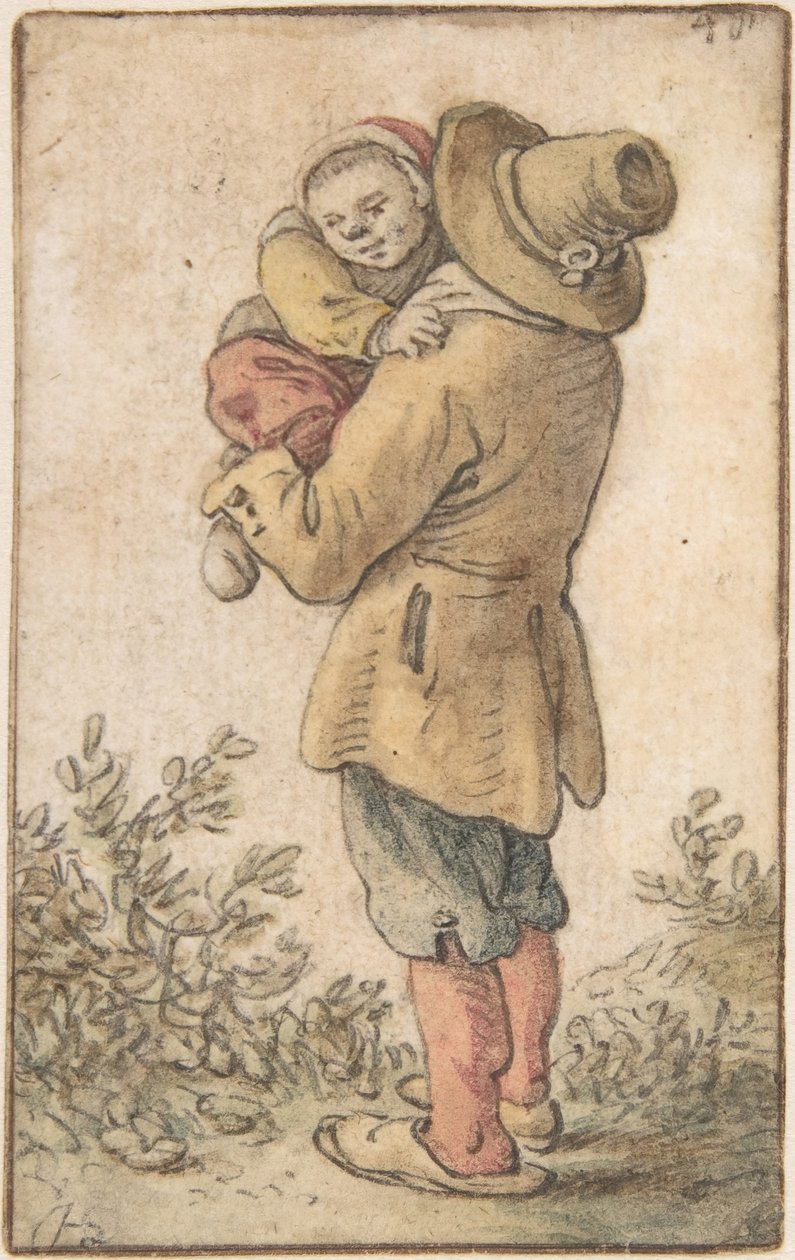 Paysanne avec enfant, 17e siècle - Herman Saftleven the Younger