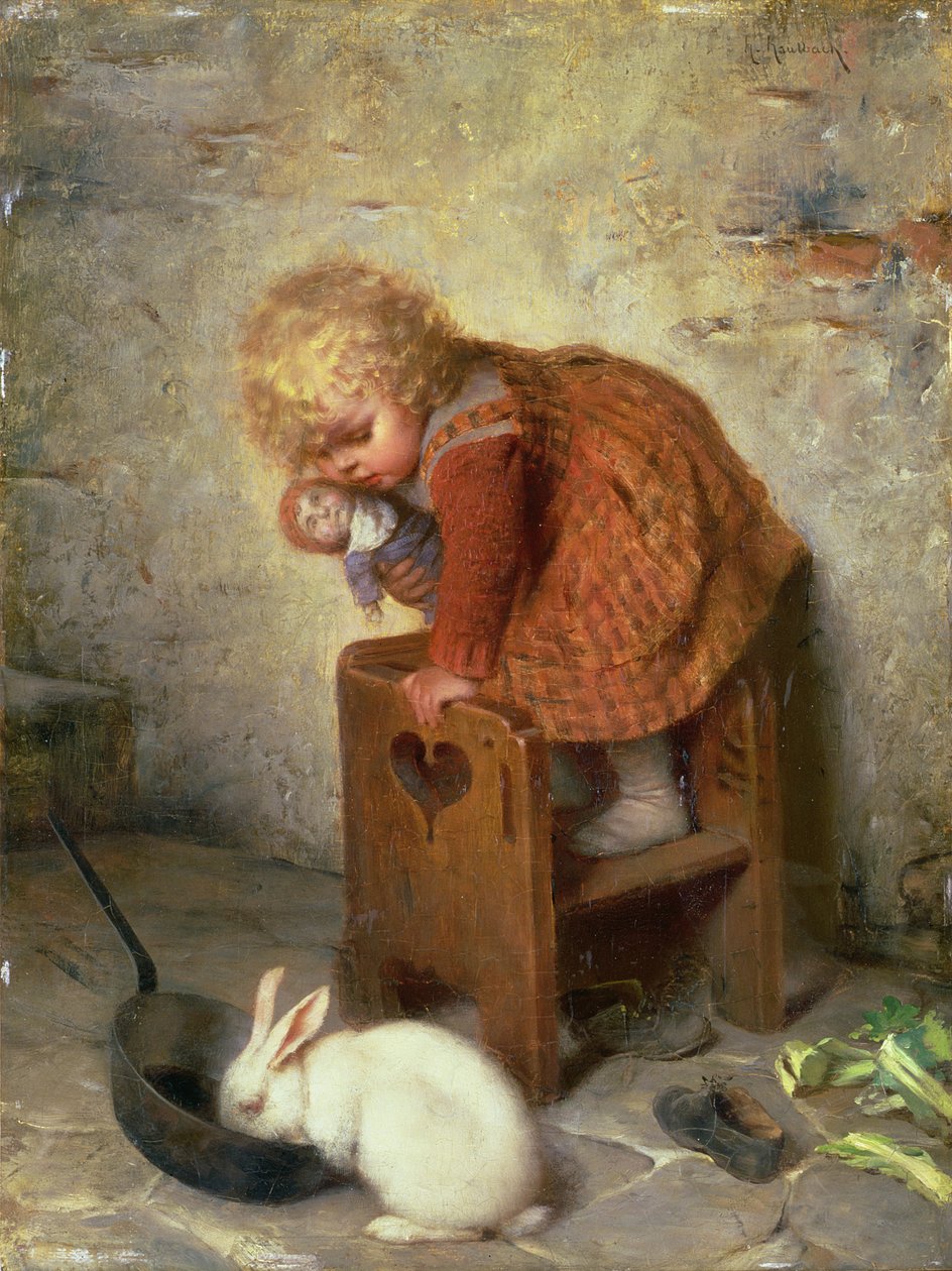 Petite fille avec un lapin - Hermann Kaulbach