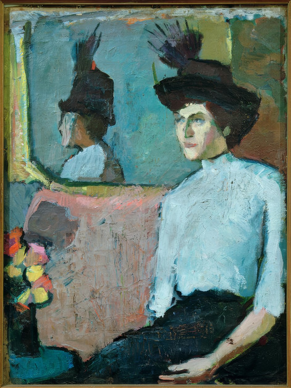 Dame au chapeau devant un miroir - Hermann Stenner