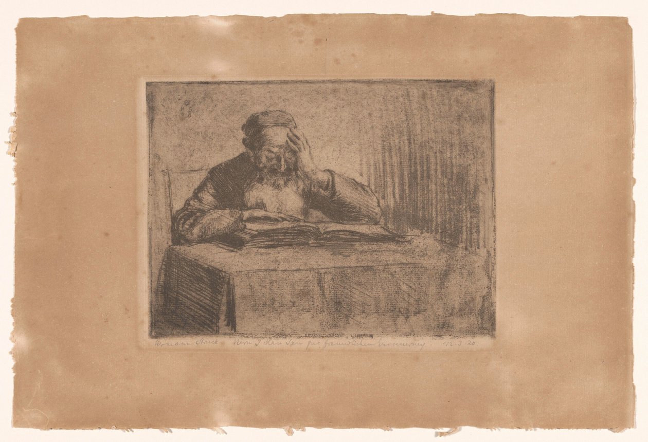 Homme juif lisant - Hermann Struck (signed by artist)