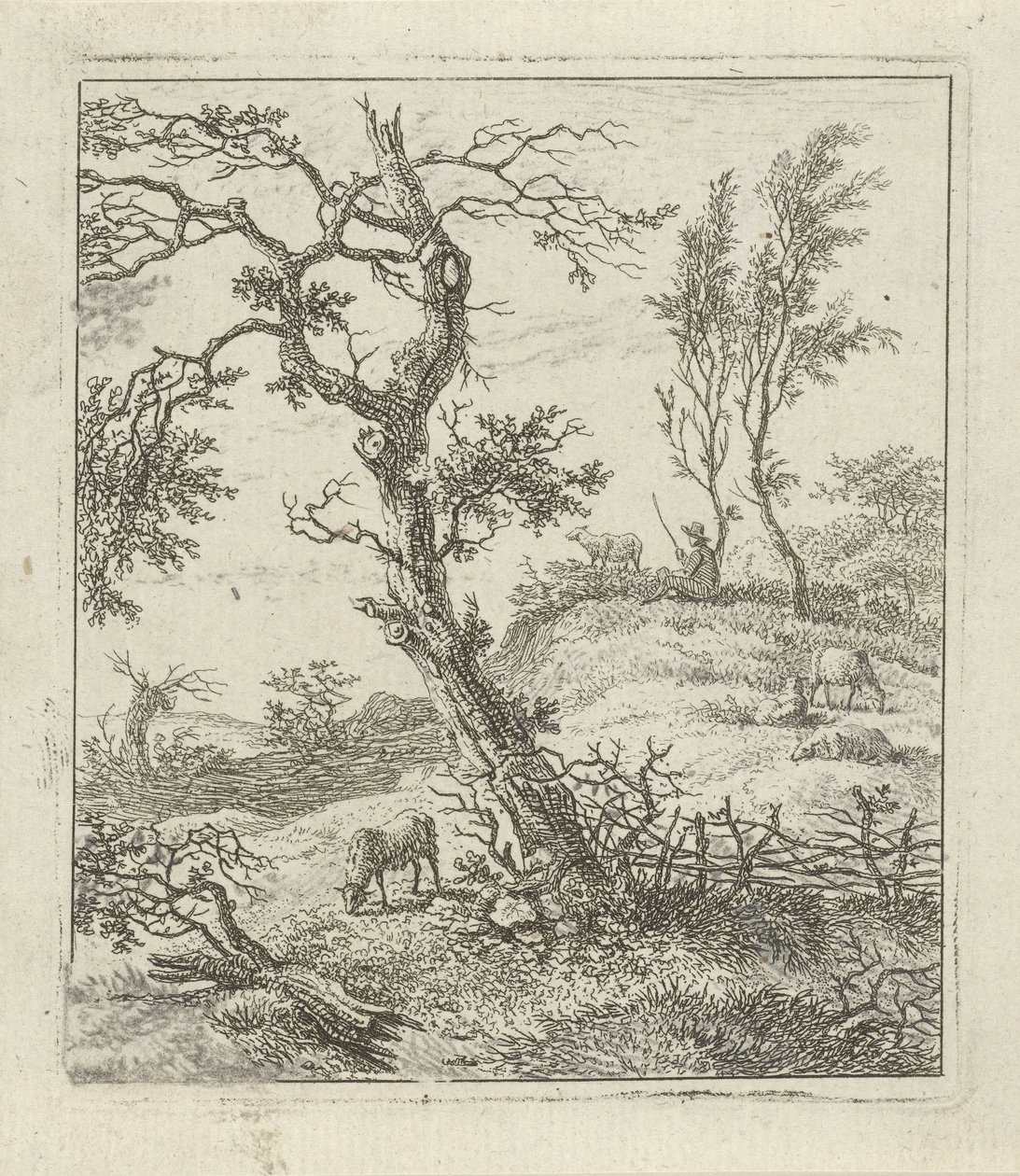 Paysage avec berger sur une colline - Hermanus Fock