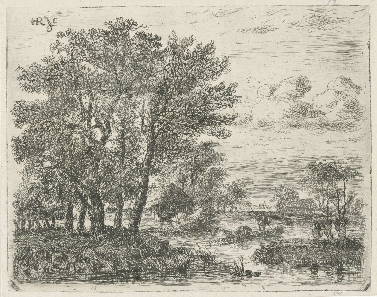 Pêcheurs dans un bateau - Hermanus Jan Hendrik van Rijkelijkhuysen