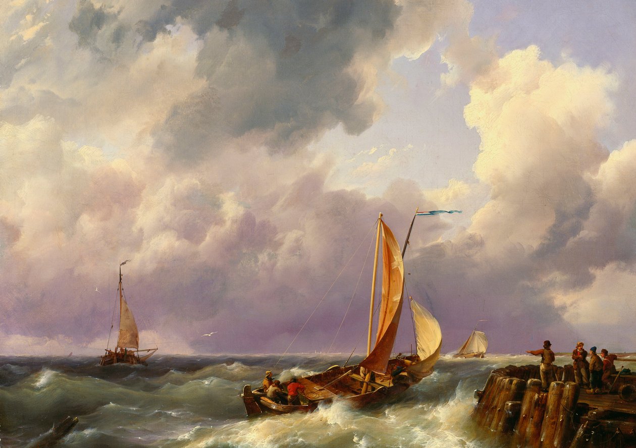 Expédition depuis une jetée, 1852 - Hermanus Koekkoek
