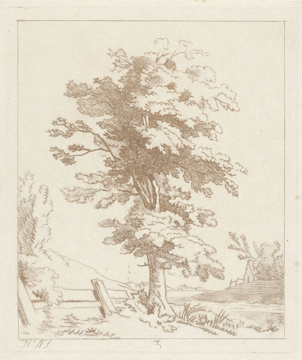 Arbre dans un paysage - Hermanus Numan