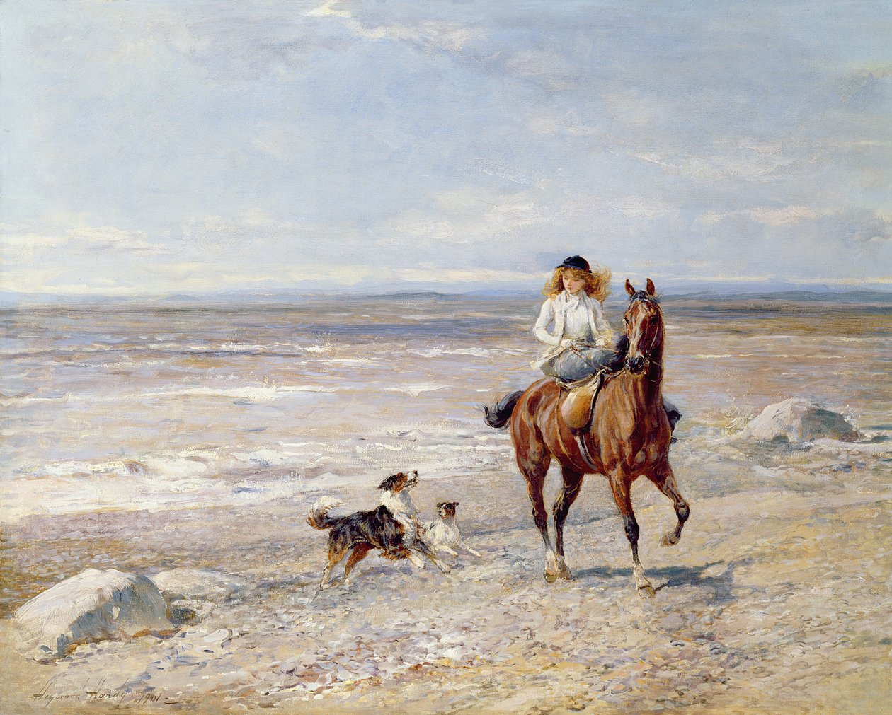 Balade à poney sur la plage - Heywood Hardy